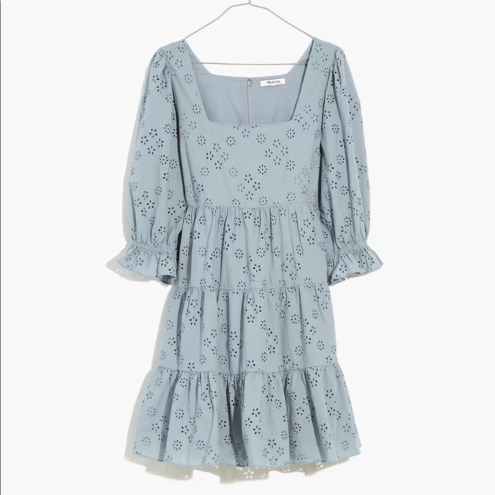 Madewell Eyelet Lizzie Babydoll Dress Blue Horizon size 10